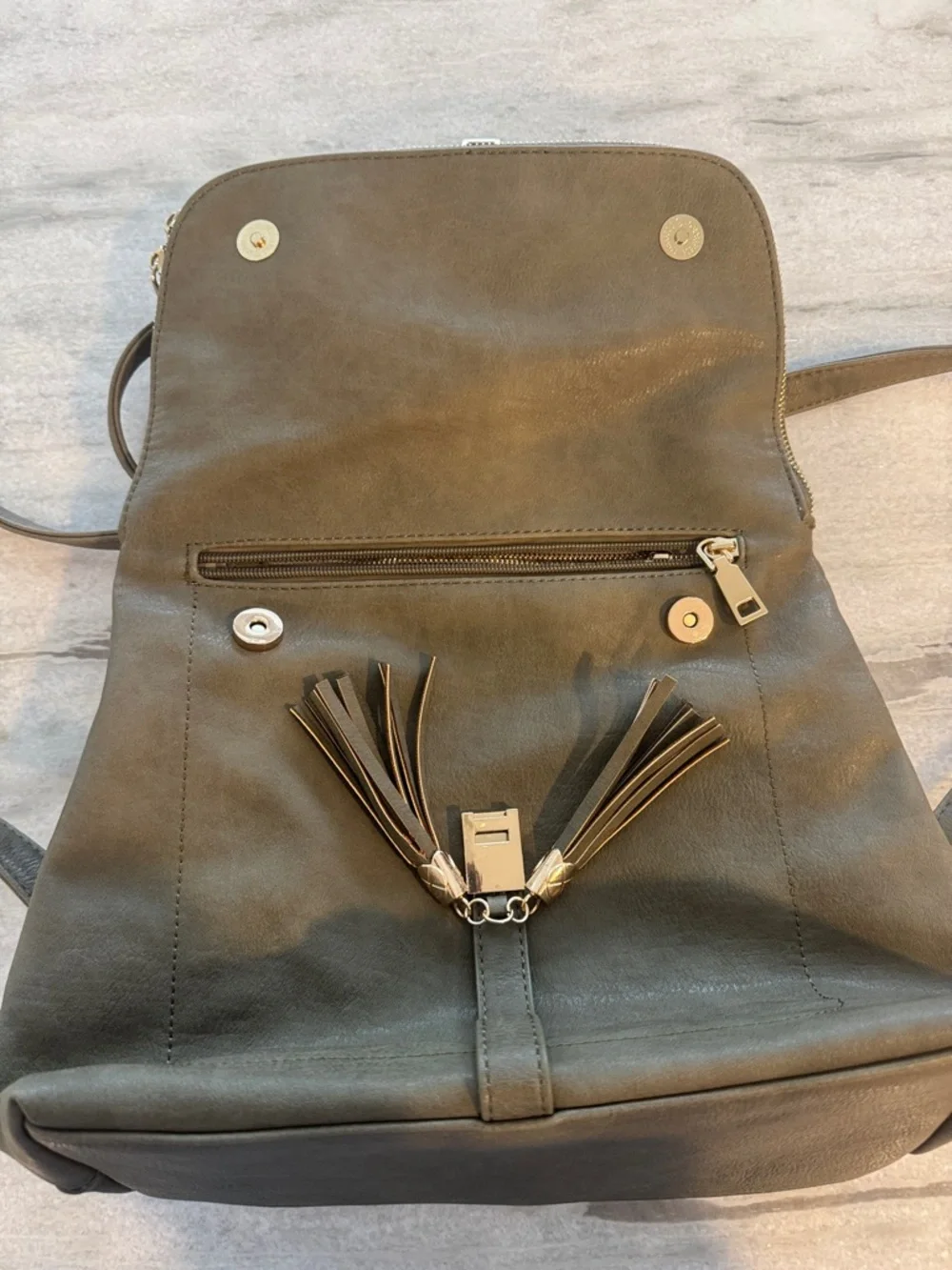 Miztique Olive Green Tassel Backpack